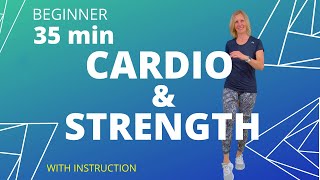 35 min Cardio and Strength FullBody Workout for Beginners  AllinOne Workout [upl. by Ahsenauj]