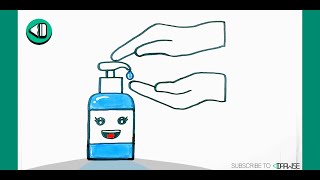 HOW TO DRAW SANITIZER WASHING HANDS ✏ Easy Covid19 Awareness Tutorial [upl. by Michaud]