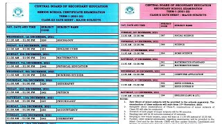 Class 12 Date Sheet Class 10 date sheet Term 1 CBSE Board Exams 2022 🔥 [upl. by Anytsirk995]