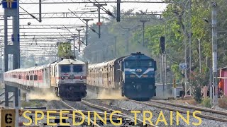 SPEEDING Diesel and Electrics on BANGALORE HUBLI LINE  Honking and Sounds  Indian Railways [upl. by Rebma]