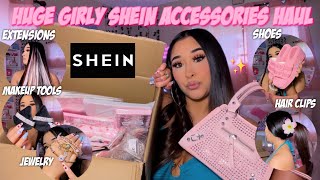 HUGE GIRLY SHEIN ACCESSORIES HAUL  40 items purses shoes jewelry iPad cases amp more [upl. by Petr175]