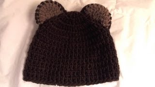 How to crochet bear beanie video one [upl. by Castora542]