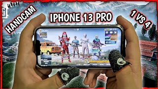 IPHONE 13 PRO PUBG 1 VS 4 HANDCAM GAMEPLAY  4 FINGERS CLAW FULL GYRO  PUBG MOBILE [upl. by Asserak]