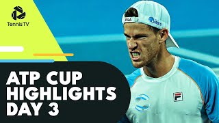 Tsitsipas vs Schwartzman Thriller Ruud Hurkacz Garin Look To Win  ATP Cup 2022 Day 3 Highlights [upl. by Ehtylb]