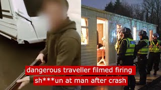 dangerous traveller Martin McGroary filmed firing shgu after crash crime news travellers [upl. by Cadman]