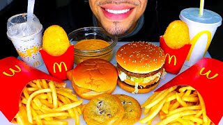 ASMR MCDONALDS WITH CHEESE SAUCE MUKBANG JERRY OREO MCFLURRY BIG MAC HASH BROWNS BIG BITES NO TALK [upl. by Ekeiram]