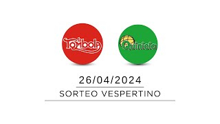 Sorteo Vespertino de Quiniela y Tómbola  26042024 [upl. by Hgiel]