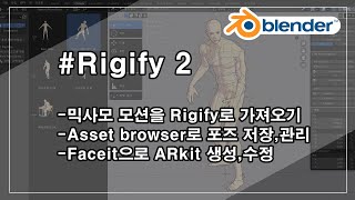 Blender  Rigify2  믹사모 모션 import Asset Browser로 포즈관리 Faceit사용법 [upl. by Dwinnell883]