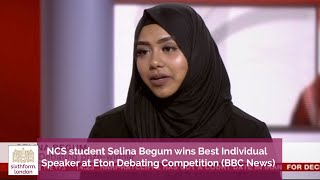 Selina Begum wins best individual speaker at Eton Debating Competition on the BBC News Channel [upl. by Jamin]