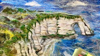 2021 Fiberworld Demo • Étretat France Wool Painting [upl. by Nicolina490]