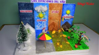 Como hacer MAQUETA de las ESTACIONES del AÑO  mockup of the seasons of the years [upl. by Ynotna11]