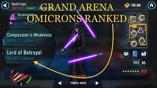 January 2023 All GAC Omicrons Ranked  SWGOH [upl. by Marbut959]