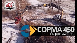 Grapple Saw Truck w Mecanil SG280 grapplesaw and Copma 450 crane 100 foot reach Short Truck 2022 [upl. by Petromilli]