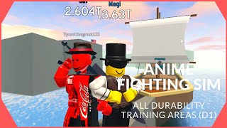 All Durability Training Areas Anime Fighting Simulator D1 [upl. by Akili]