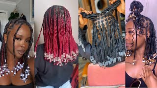 2023 Trendy Short Knotless Braids With Beads Hairstyles [upl. by Mable]