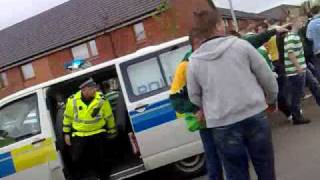 Celtic fans chase rangers fan after he stabs a man in the bus carpark [upl. by Atiuqrahc112]