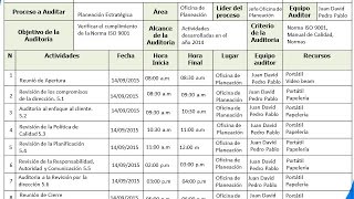 Como hacer un plan de auditoria interna iso 9001 [upl. by English]