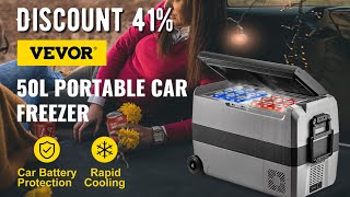 VEVOR 36L 50L 60L Portable Car Fridge Mini Refrigerator Freezer With Wheel and Handle 1224V DC [upl. by Elene]