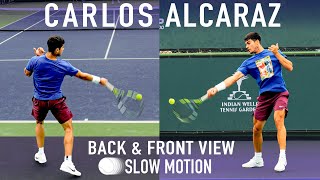 CAlcaraz Forehand amp Backhand Slow Motion shorts [upl. by Llerrehc882]