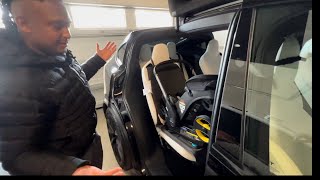 How to install Doona Car Seat amp Stroller with or without base in Tesla Model X [upl. by Ynnol]