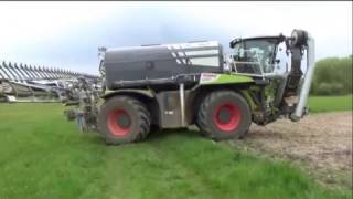 LU Bauer Claas Xerion Saddle Trac mit Bomech Güllegruber in Maintal [upl. by Nellda140]