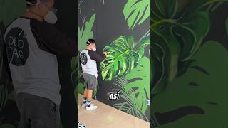 Pintando plantas tropicales murales Painting Mural Artwork Mexico tutorialgraffiti [upl. by Fried]