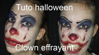 Maquillage Halloween n°2  Clown Effrayant facile à réaliser [upl. by Kenon746]