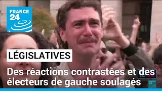 Législatives  après les résultats des réactions contrastées et des électeurs de gauche soulagés [upl. by Corella967]