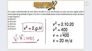 Um corpo é abandonado de uma altura de 200 m e cai em direção ao Questões de Física  Quantum X [upl. by Fisken177]