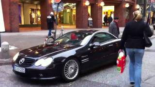 MUST SEE very LOUD Mercedes SL55 AMG with custom exhaust take off in Hamburg [upl. by Beutler232]