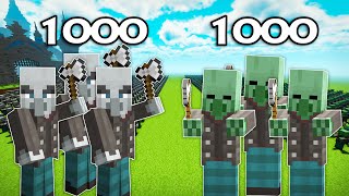 1000 Vindicator Vs 1000 Zombie Vindicator  Minecraft [upl. by Alraep]