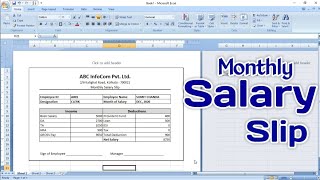 How To Create Salary Slip in Microsoft Excel  Payslip in Excel [upl. by Morven]