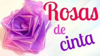 Cómo hacer rosas de cinta lazos  moños para regalo [upl. by Dahcir]