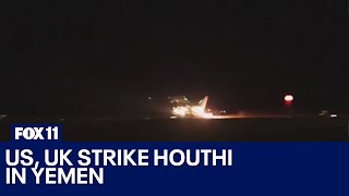 US UK strike Houthi in Yemen [upl. by Czarra]