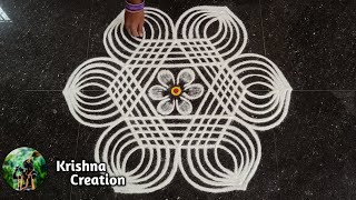 Easy Padi Kolam Design with 5x3 dots  Simple Padi Kolam  Beautiful Rangoli  Padi kolam Muggulu [upl. by Akienahs]