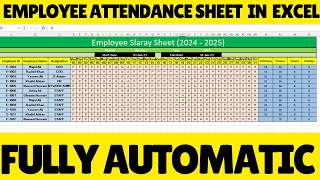 Fully Automated 🔥 Attendance Sheet  Attendance Sheet in Excel  MS Excel [upl. by Dasteel241]