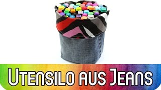 Howto Upcycling Utensilo aus alter Jeans nähen  Nähen für Anfänger [upl. by Areikahs]