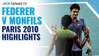 Roger Federer v Gael Monfils Epic Match  Paris 2010 Extended Tennis Highlights [upl. by Scuram]