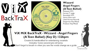 Wizzard  Angel Fingers  Karaoke  Lyrics [upl. by Bilek487]