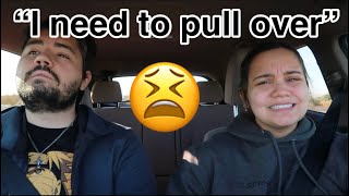 HAVING BAD PERIOD CRAMPS WHILE DRIVING PRANK ON BOYFRIEND CUTE REACTION [upl. by Tessie]