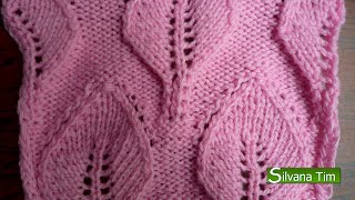 Como tejer PUNTO HOJAS GRANDES Tejido con dos agujas paso a paso  Silvana Tim knitting  59 [upl. by Zins681]