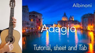 Adagio Albinoni Guitar lesson sheet and Tab [upl. by Nydia143]