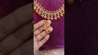 gold polish red beads necklace only1250 free shipping WhatsApp 9391975515 shorts youtubeshorts [upl. by Akedijn570]