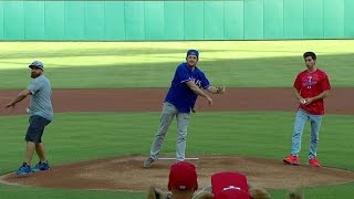 Dude Perfects first pitch trick shot ideas [upl. by Eadie810]