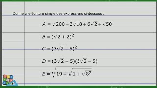 Exercice corrigé de Maths 3eme  Fascicule ADEM  Activités numériques  Racine carrée [upl. by Yrolam]