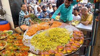 NEXT LEVEL Vegetarian Food in VARANASI  Indian Street Food tour of Banaras India [upl. by Aihsyla]