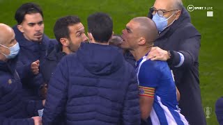 CARNAGE 🤬🤯 Pepe receives one of FOUR red cards at full time of Porto v Sporting [upl. by Atinav]