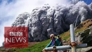 Video Japan volcano shoots rock amp ash on Mount Ontake  BBC News [upl. by Onitsirc]