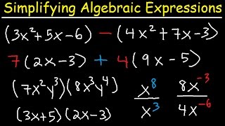 Simplifying Algebraic Expressions With Parentheses amp Variables  Combining Like Terms  Algebra [upl. by Delogu]