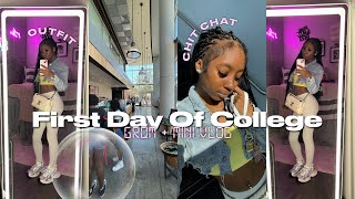 GRWM First Day Of School COLLEGE EDITION  chit chat outfit pack bag hair [upl. by Enale417]